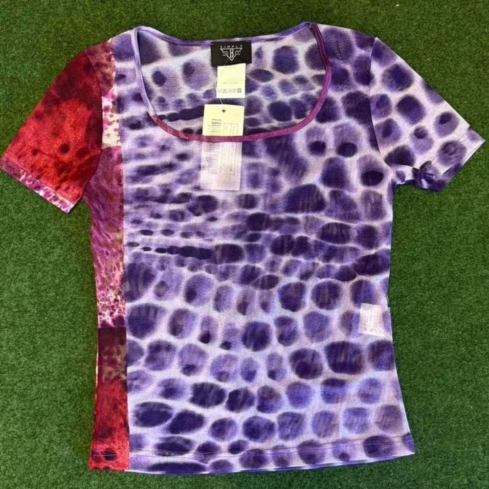 Y2K Deadstock Euro Mesh Animal Print Top  Size Medium